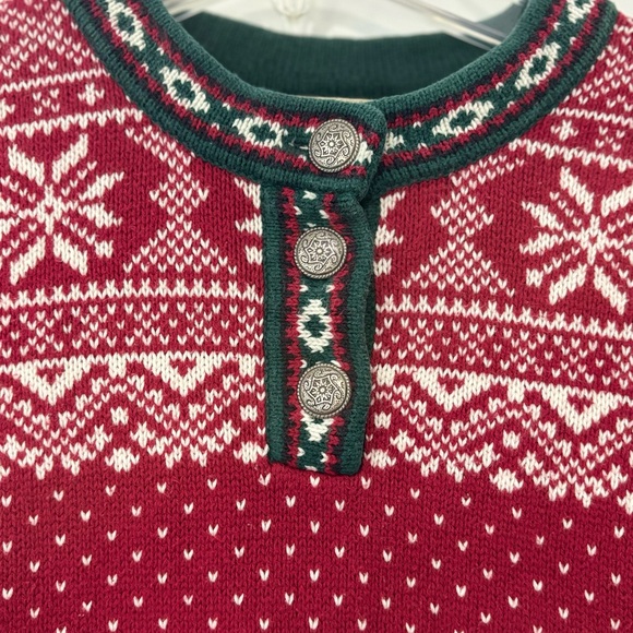 L.L. Bean Vintage Kids Nordic Snowflake Fair Isle Knit Sweater Girls 10/12 - Picture 3 of 5